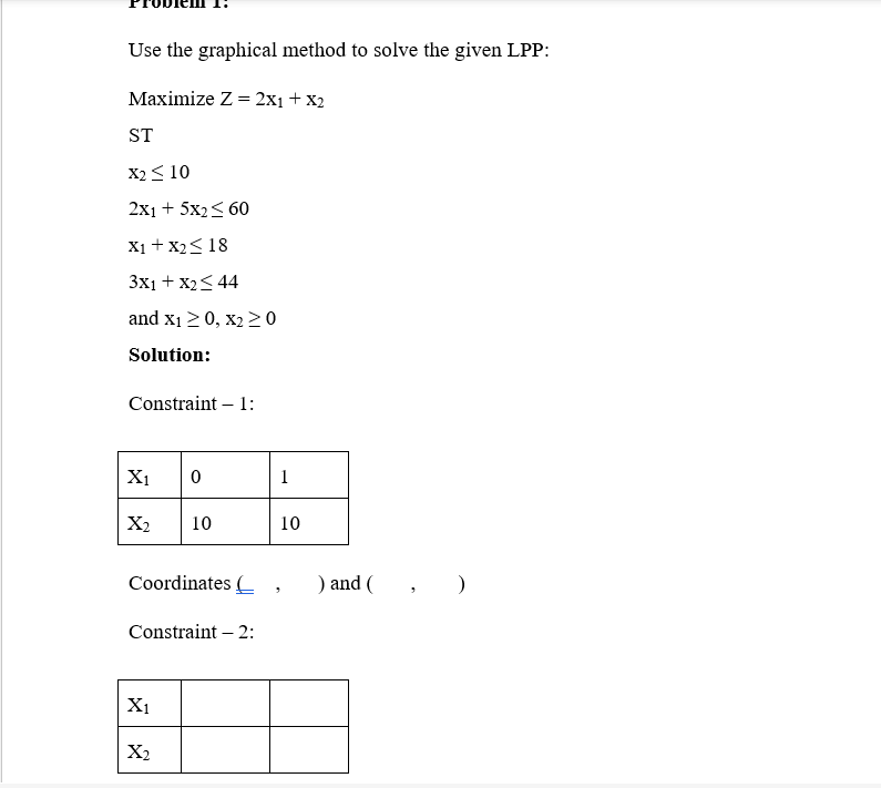 Solved Use The Graphical Method To Solve The Given LPP: | Chegg.com