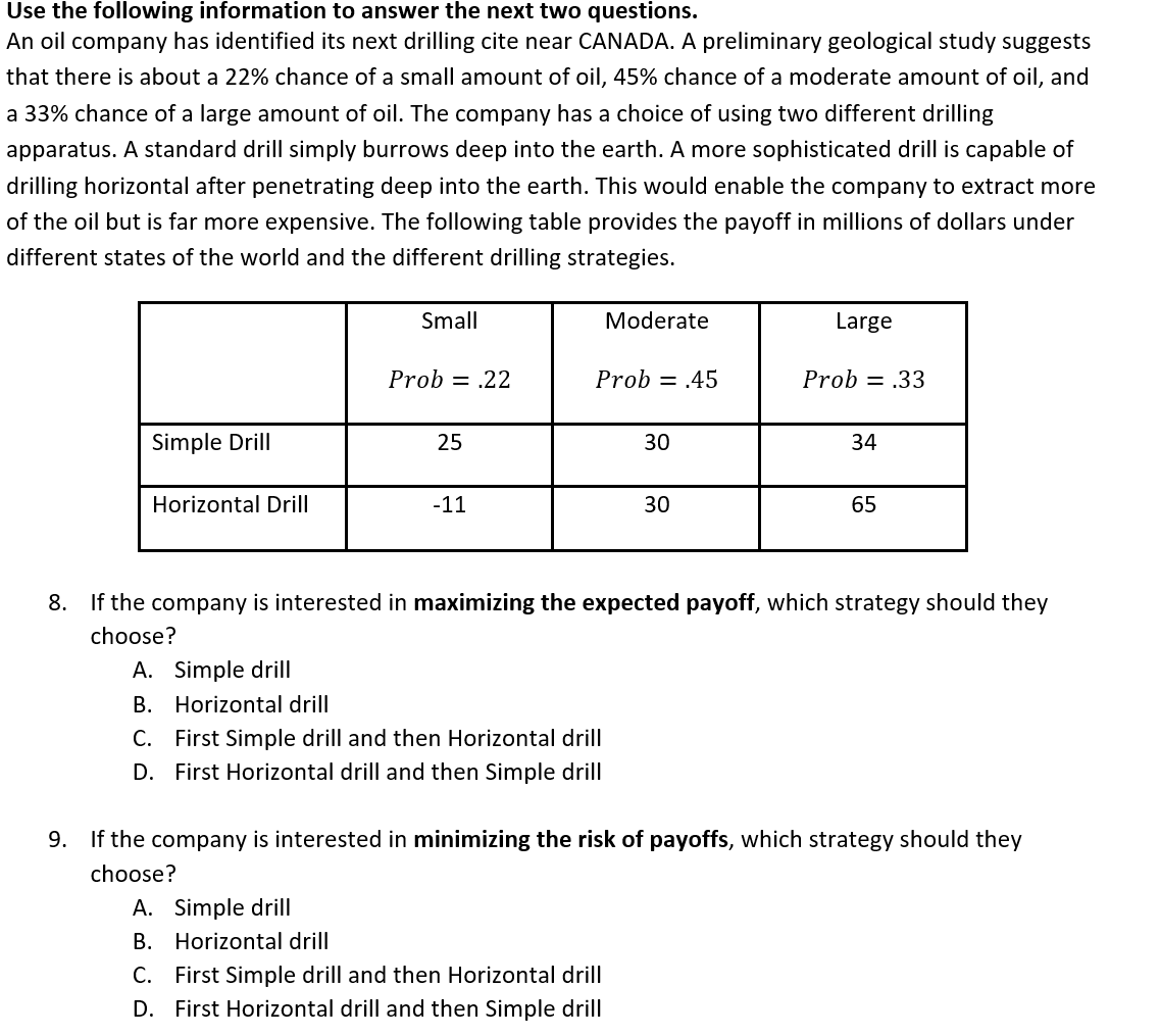 Solved Use the following information to answer the next two | Chegg.com
