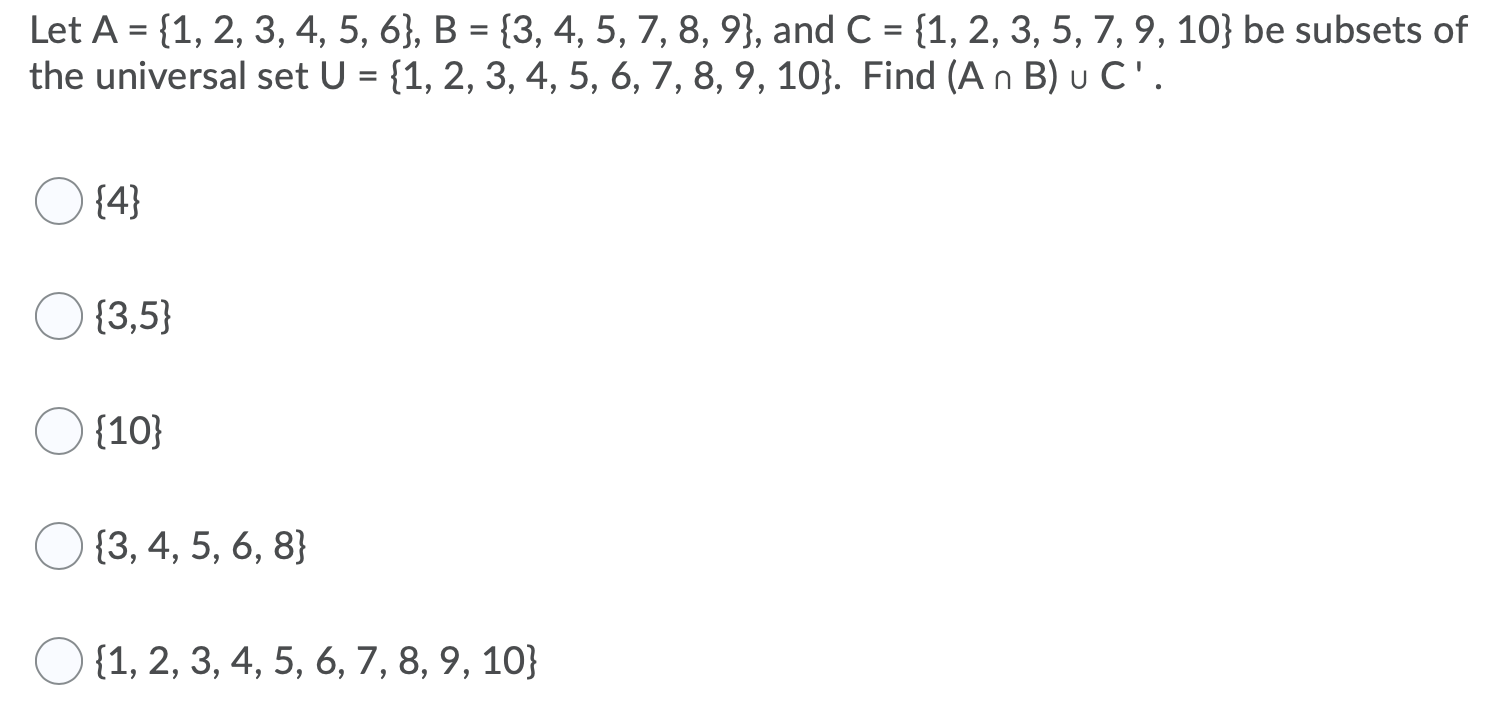 Solved Let A = {1, 2, 3, 4, 5, 6}, B = {3, 4, 5, 7, 8, 9}, | Chegg.com