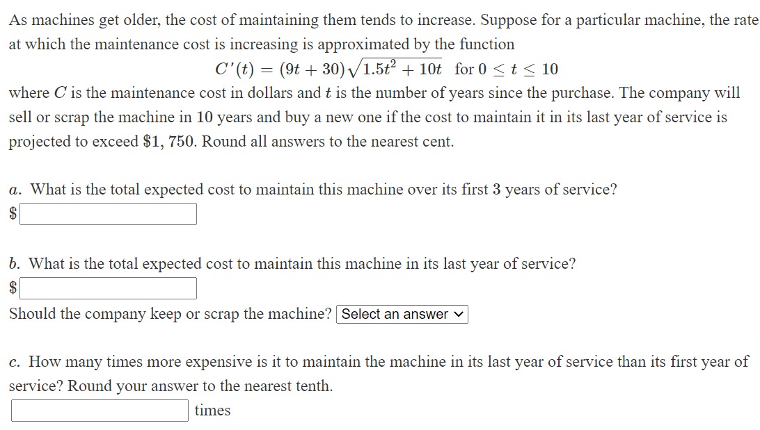 Solved As machines get older, the cost of maintaining them | Chegg.com