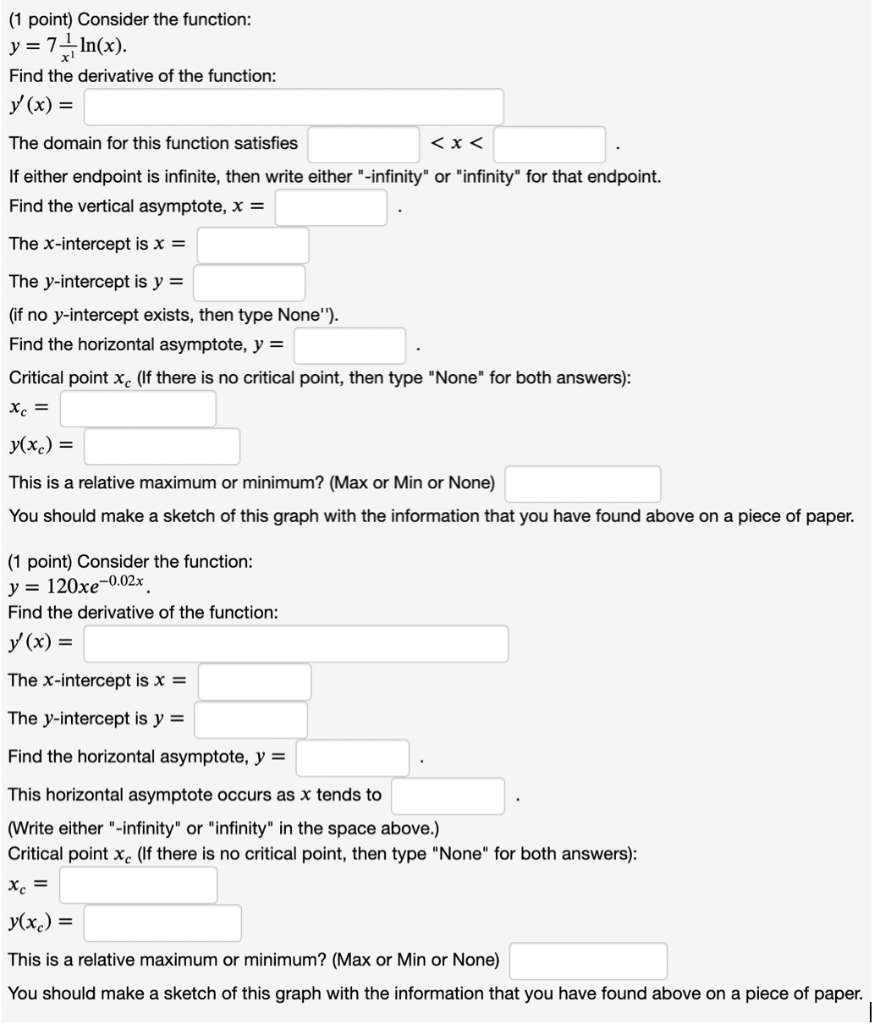 1 Point Consider The Function Y 7 1n X Find Chegg Com