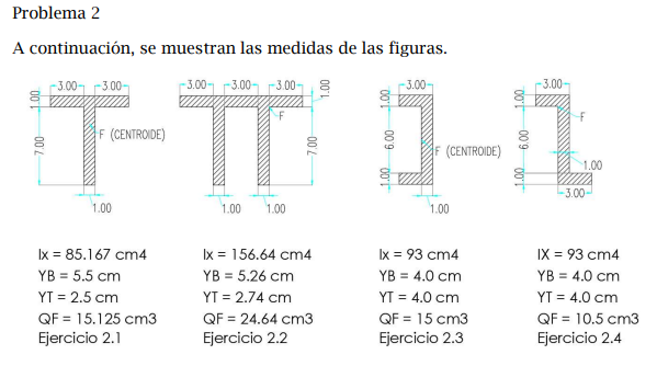 A continuación, se muestran las medidas de las figuras. \[ \begin{array}{llll} 1 X=85.167 \mathrm{~cm} 4 & \mid X=156.64 \mat