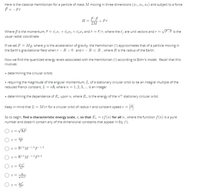 Solved Here is the classical Hamiltonian for a particle of | Chegg.com