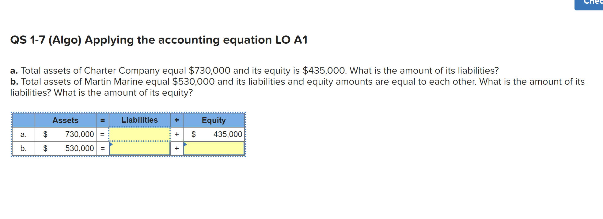 Solved QS 1-7 (Algo) Applying The Accounting Equation LO A1 | Chegg.com