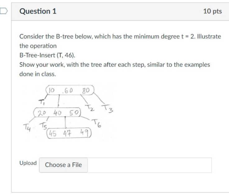 Solved Consider The B-tree Below, Which Has The Minimum | Chegg.com