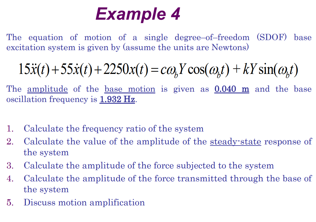 Solved The Equation Of Motion Of A Single Degree Of Fre 2759