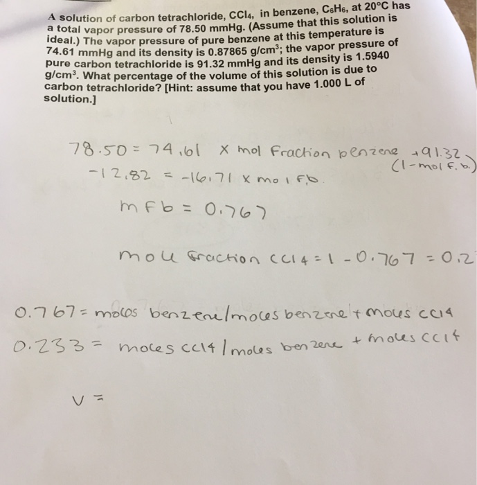 Solved A solution of carbon tetrachloride, CCI_4, in