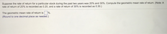 Solved Suppose the rate of return for a particular stock | Chegg.com