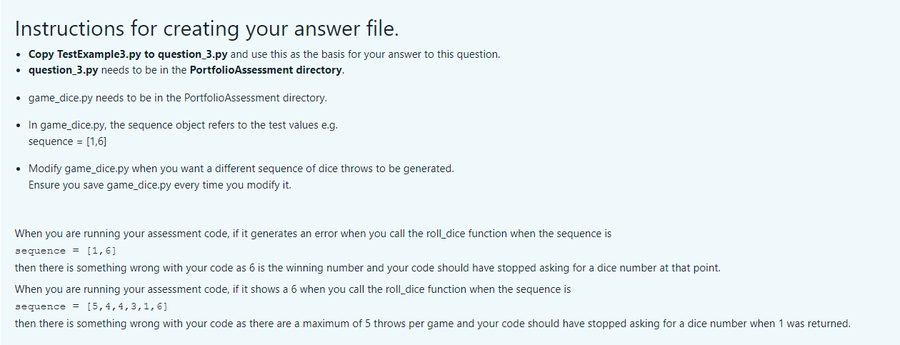 Instructions for creating your answer file.
- Copy Testexample3.py to question_3.py and use this as the basis for your answer