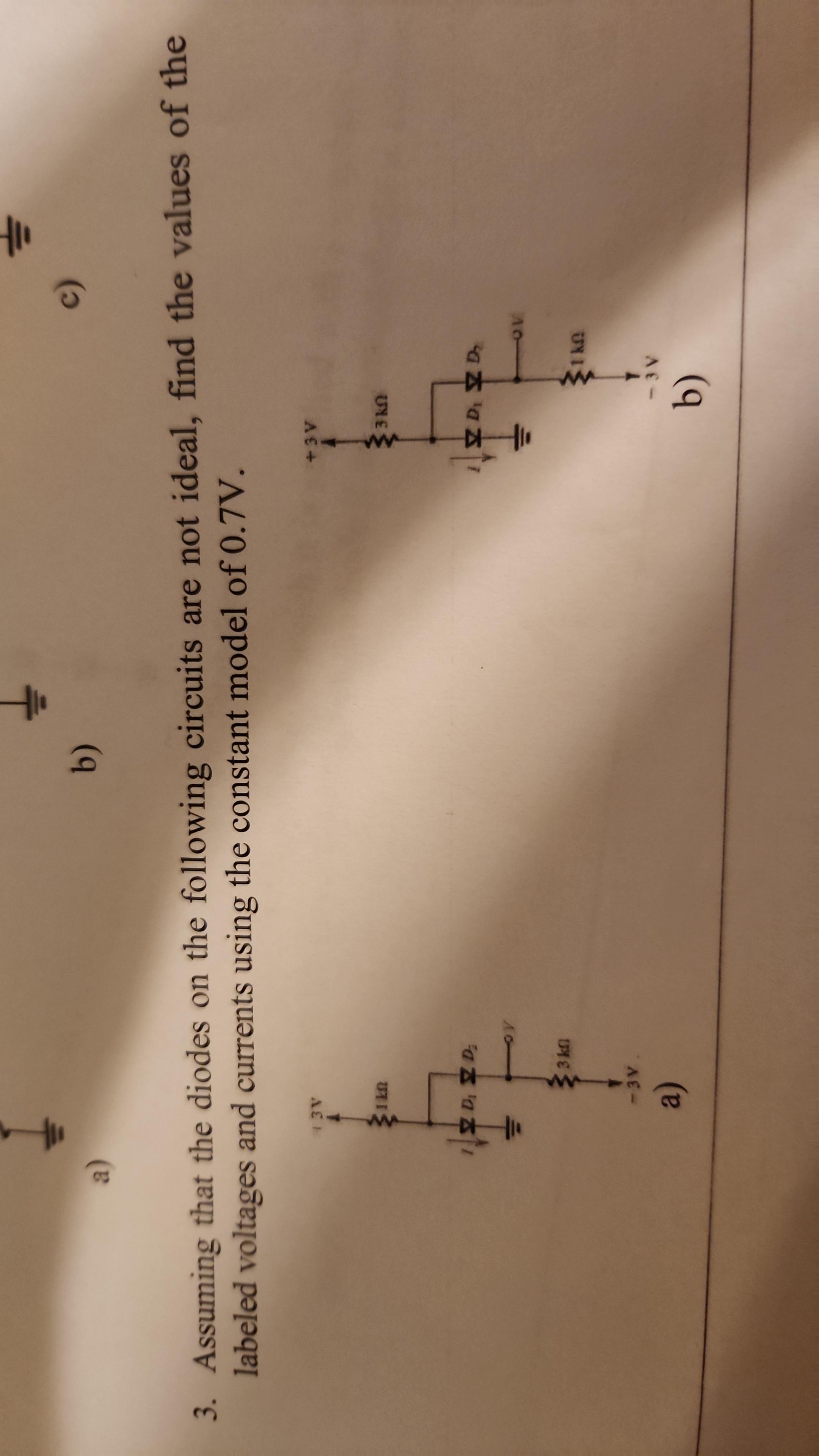 Solved 3. Assuming That The Diodes On The Following Circuits | Chegg.com