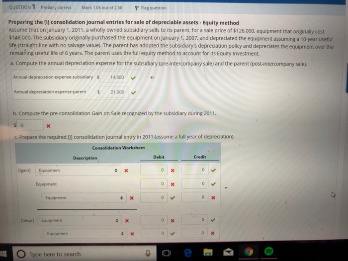 Solved QUESTION 1 Partially correct Mark 1.05 out of 2.50 | Chegg.com