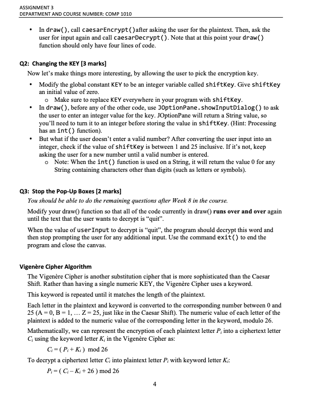 Q1: Caesar Shift [8 marl] Create a global integer | Chegg.com