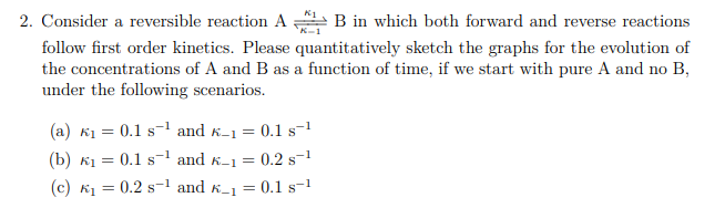 Solved 2. Consider a reversible reaction AB in which both | Chegg.com