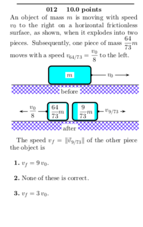 Solved 012 10.0 points An object of mass m is moving with | Chegg.com