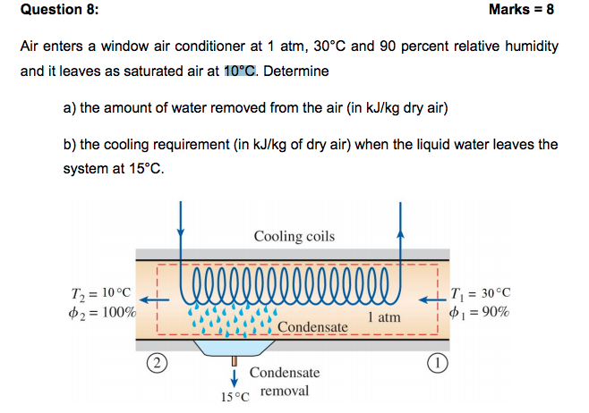 Solved Question 8: Marks 8 Air enters a window air | Chegg.com