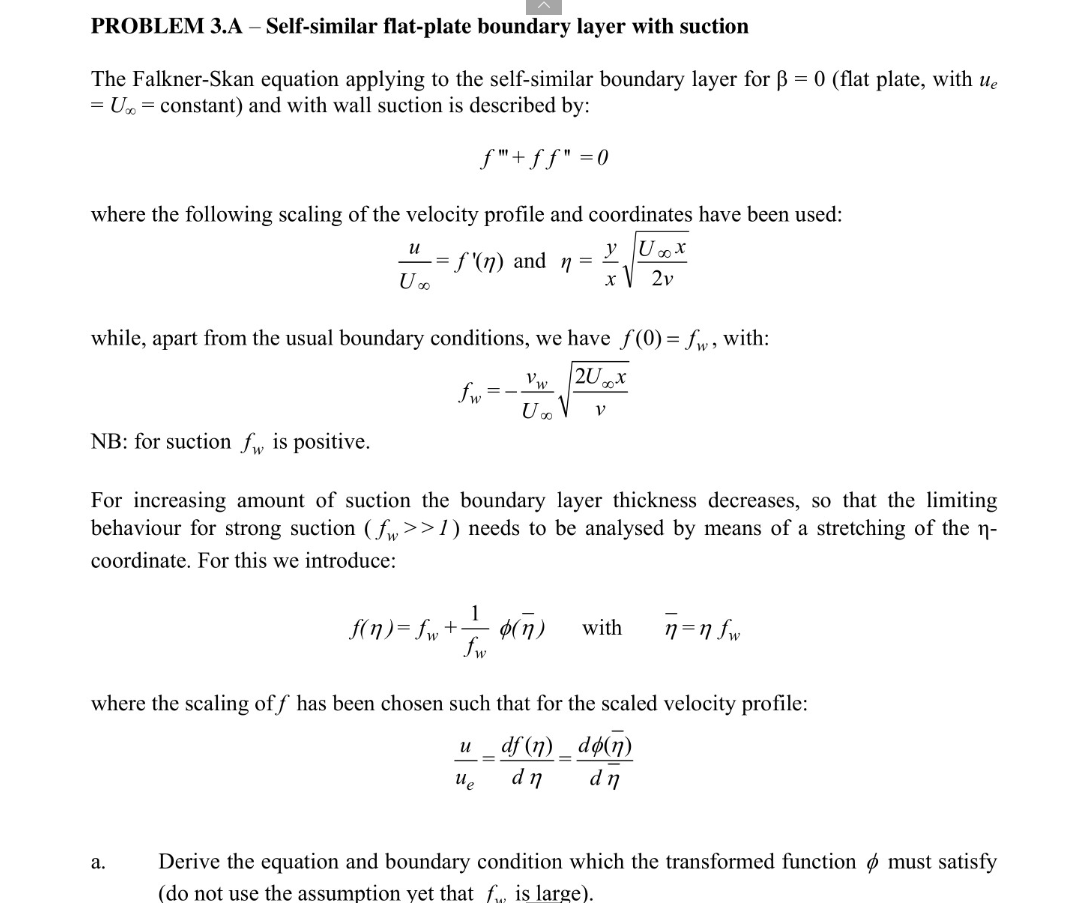 Solved PROBLEM 3.A - Self-similar flat-plate boundary layer | Chegg.com