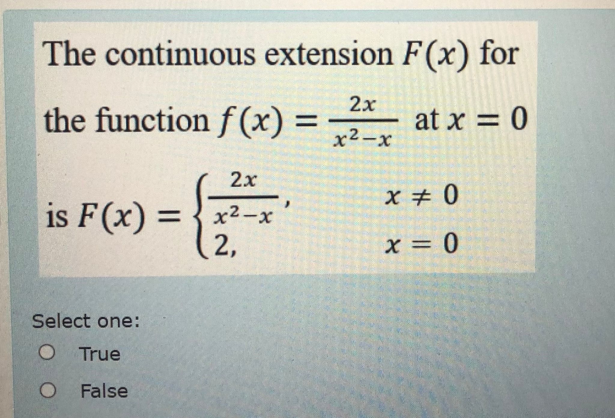Solved The continuous extension F(x) ﻿forthe function