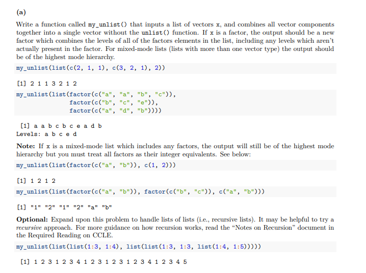 R programming: Some additional functions which may be | Chegg.com