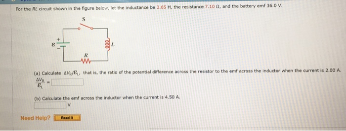 Solved For the RL circuit shown in the figure below, let the | Chegg.com