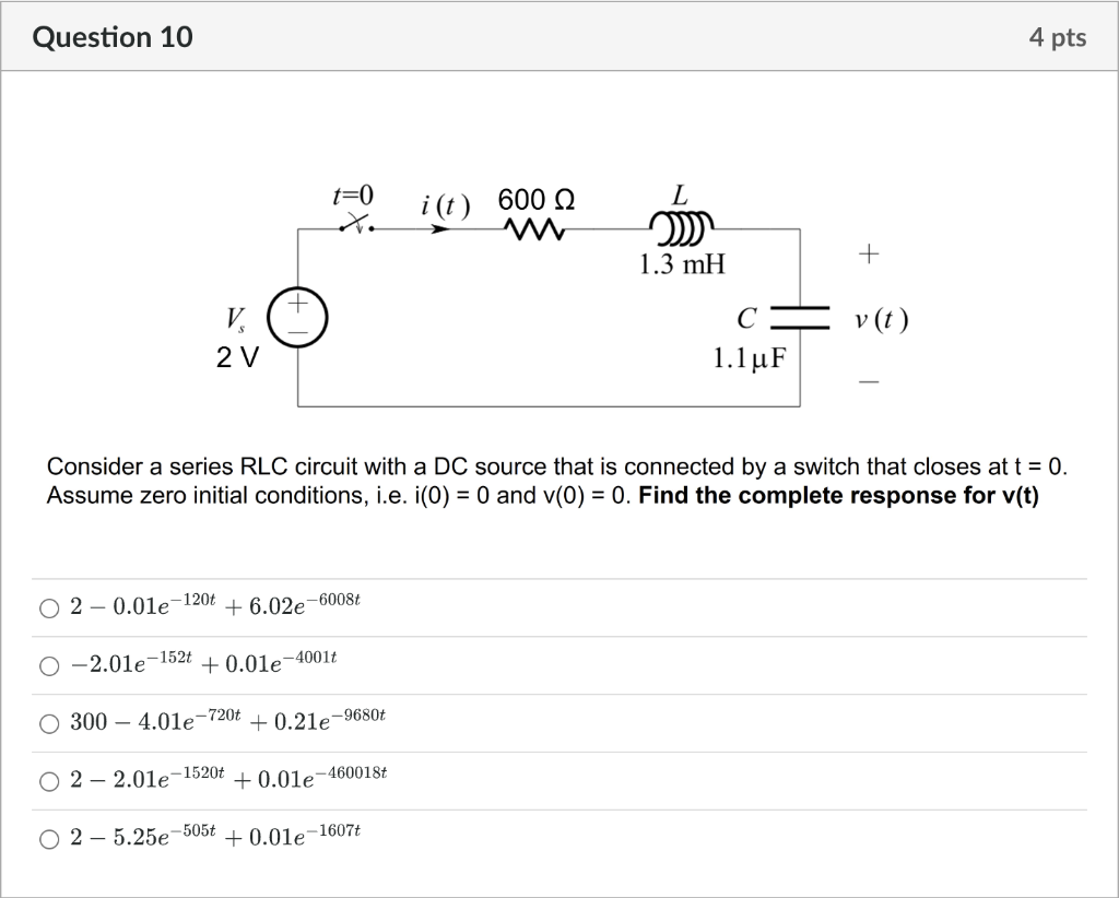 Solved Consider A Series RLC Circuit With A DC Source That | Chegg.com