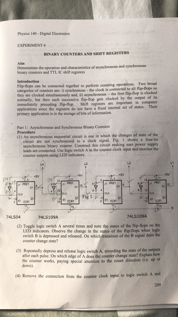 Solved Physics 140 Digital Electronics EXPERIMENT 4 BINARY