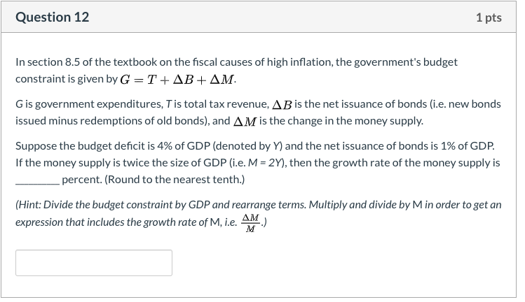 Solved Question 12 1 pts In section 8.5 of the textbook on | Chegg.com