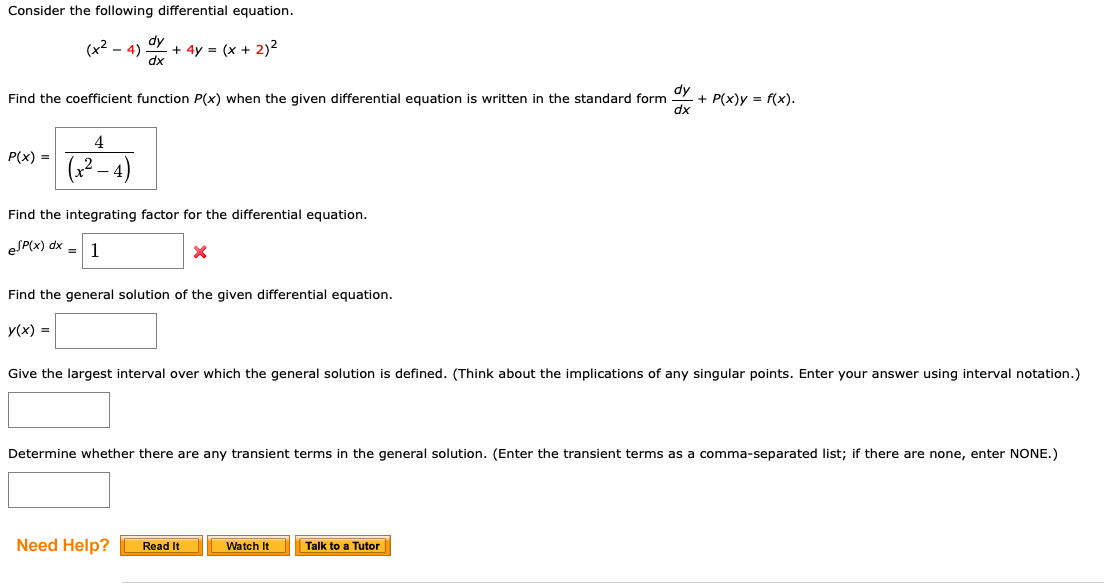 Solved Consider The Following Differential Equation X2 Chegg Com