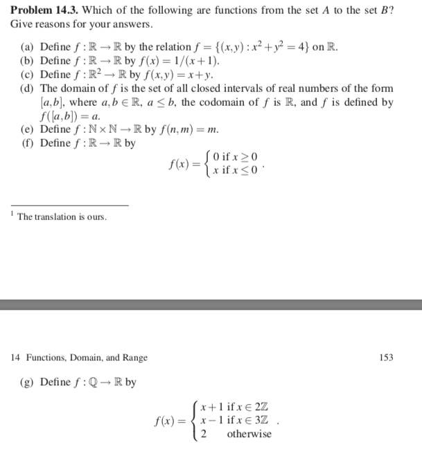 Solved Problem 14.3. Which of the following are functions | Chegg.com