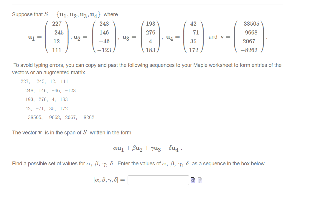 Solved Suppose that S={u1,u2,u3,u4}S={u1,u2,u3,u4}