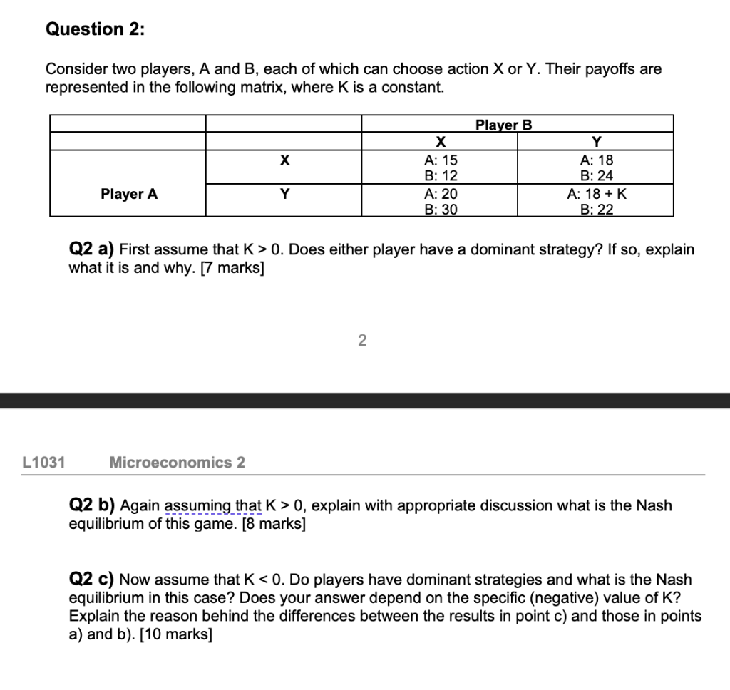 Solved Consider Two Players, A And B, Each Of Which Can | Chegg.com