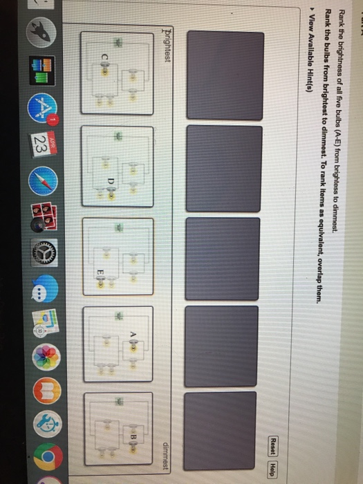 Solved Rank the brightness of all five bulbs (A-E) from | Chegg.com