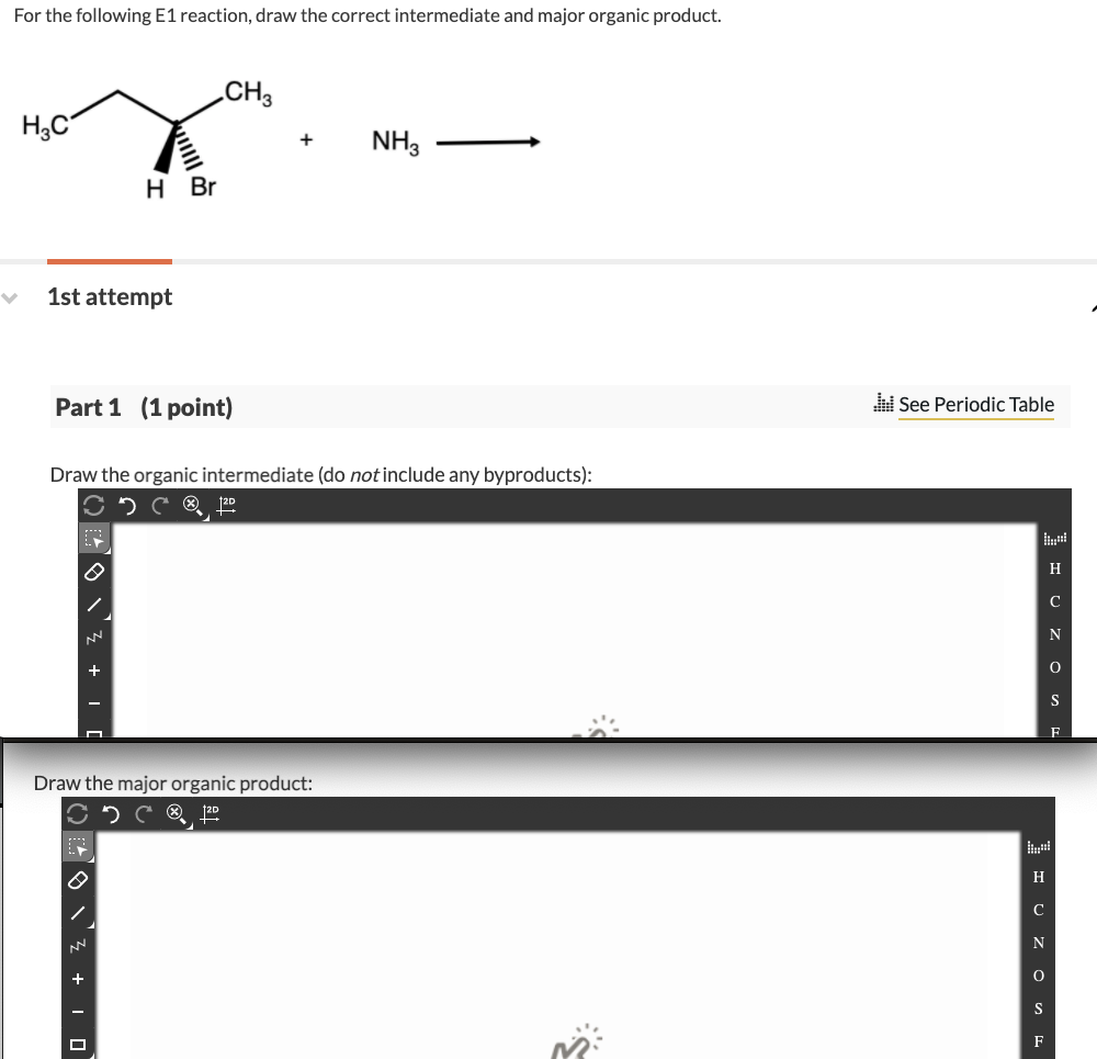 Solved For the following E1 reaction, draw the correct | Chegg.com