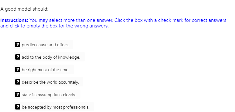 A good model should: Instructions: You may select | Chegg.com