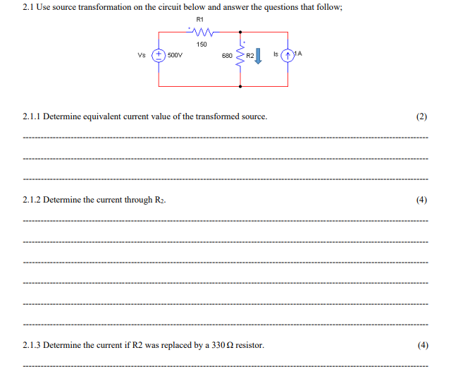Solved 2.1 Use source transformation on the circuit below | Chegg.com