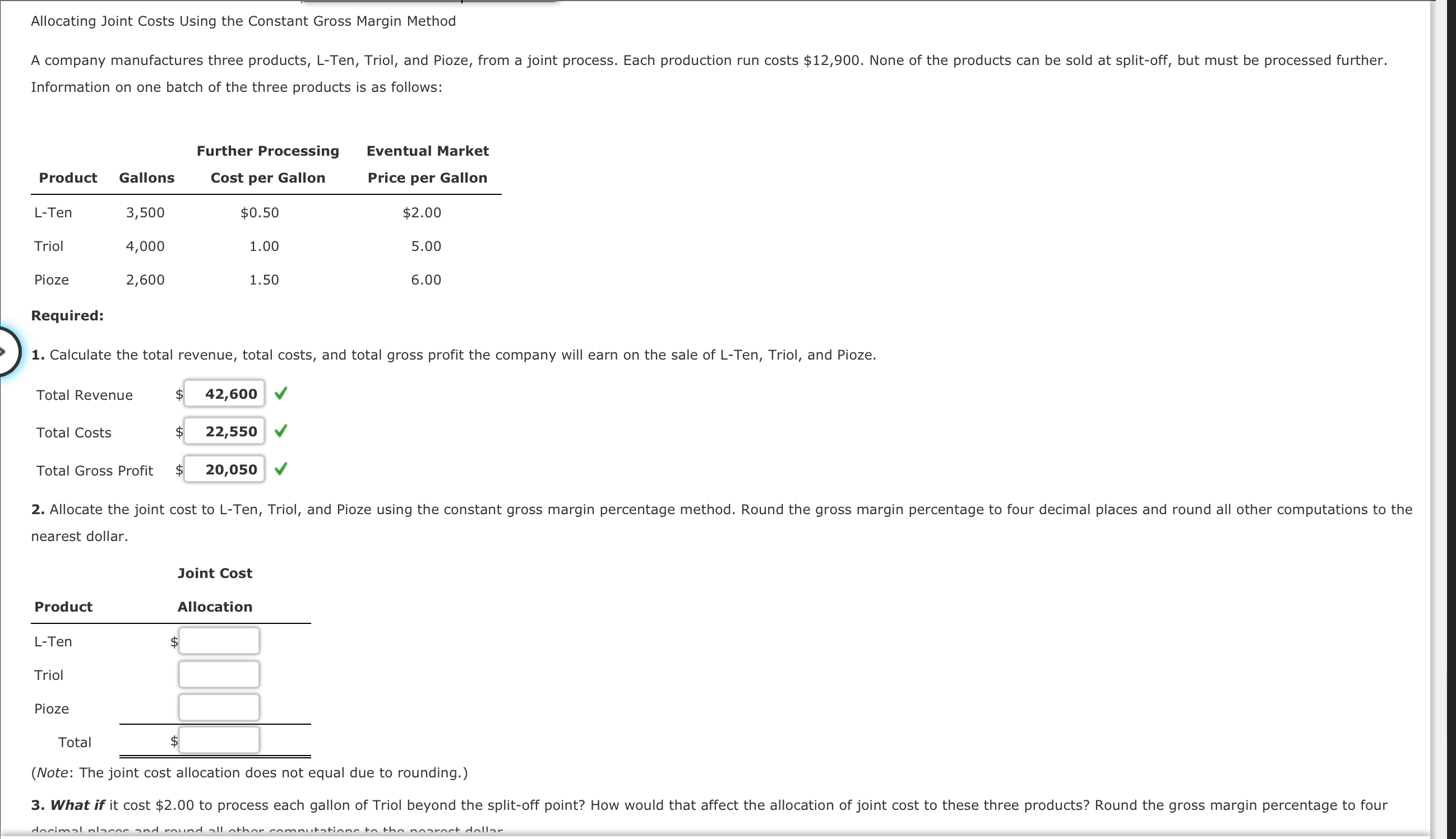 Solved Allocating Joint Costs Using the Constant Gross | Chegg.com