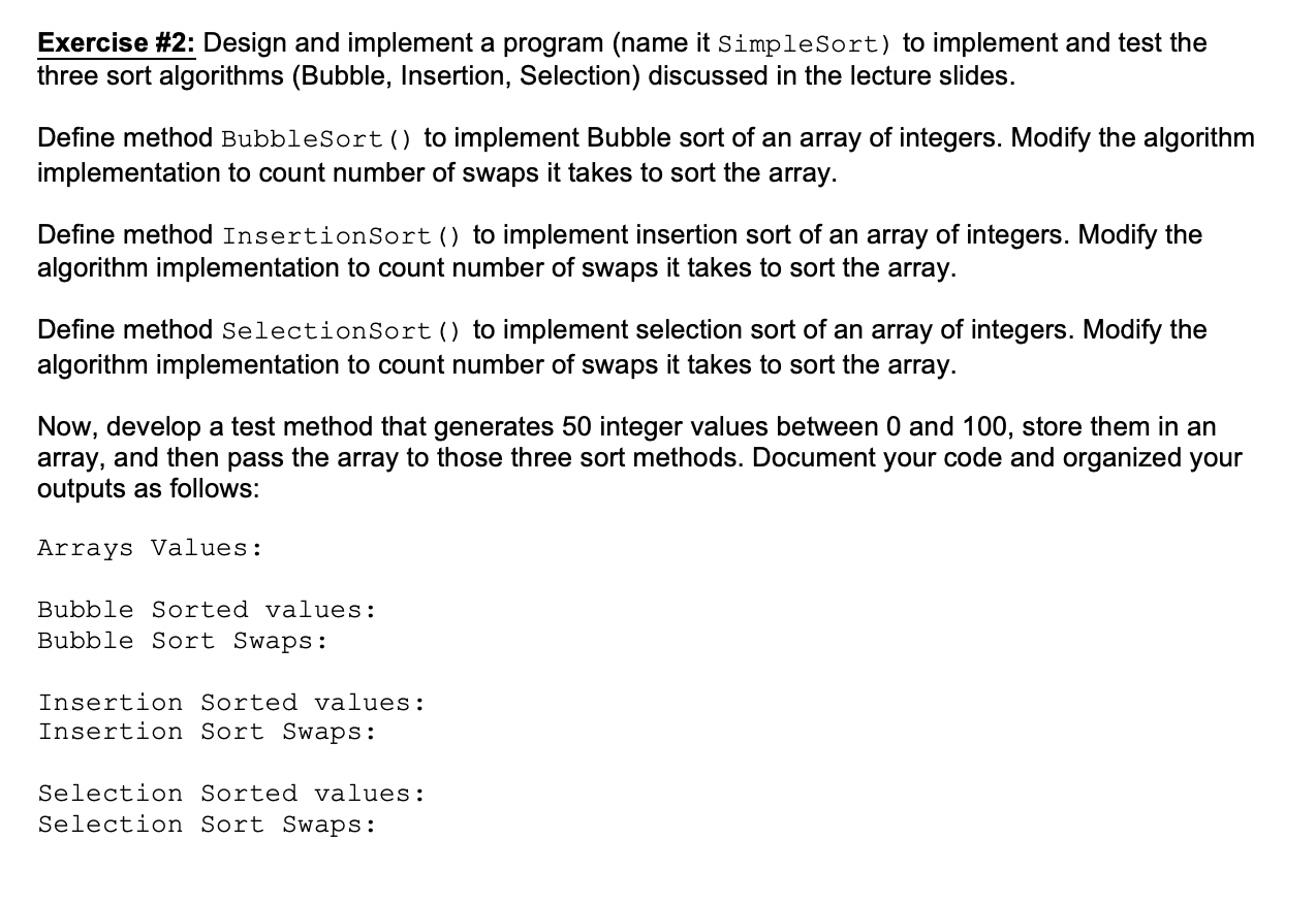 Exercise #2: Design and implement a program (name it | Chegg.com