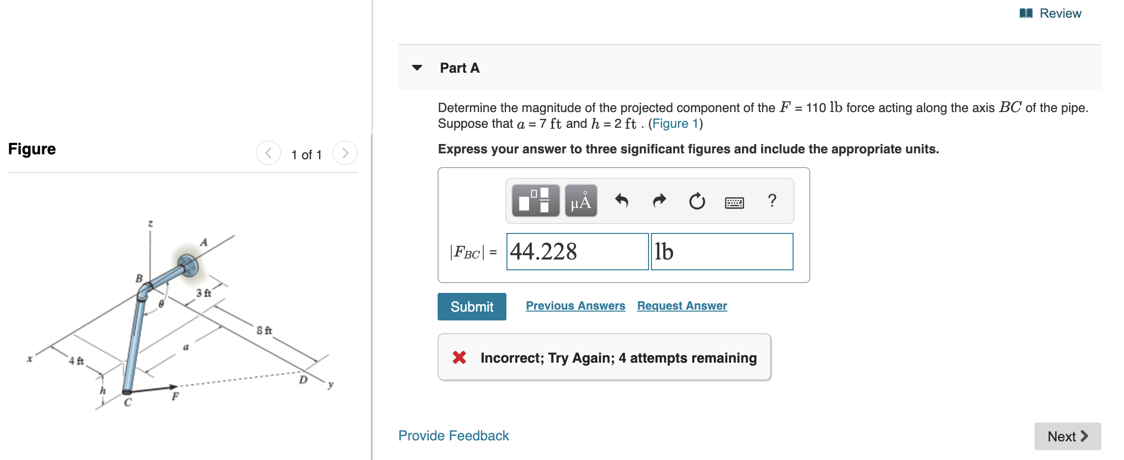 Solved Review Part A Determine the magnitude of the | Chegg.com