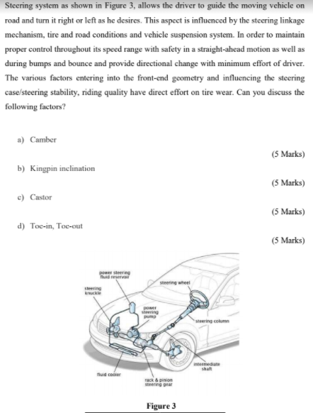 Solved Steering System As Shown In Figure 3, Allows The | Chegg.com