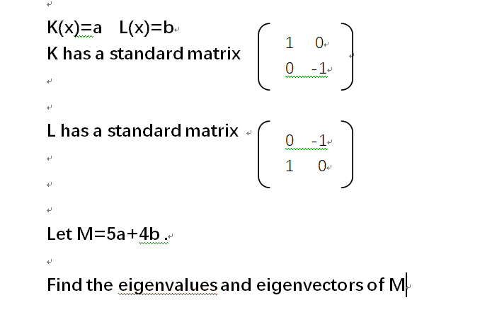 Solved K X A L X B Khas A Standard Matrix 1 O T T L Chegg Com