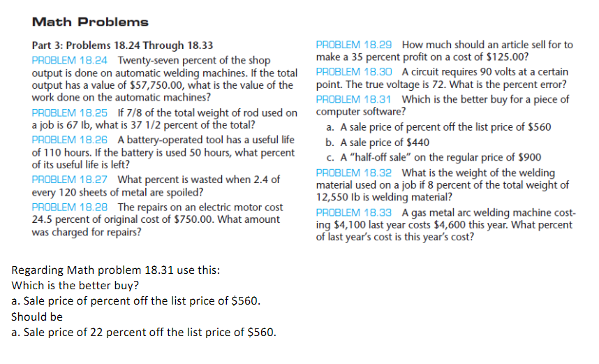 Solved Math Problems Part 3: Problems 18.24 Through 18.33 | Chegg.com