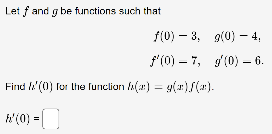 Solved Let F And G Be Functions Such That F(0) = 3, G(0) = | Chegg.com