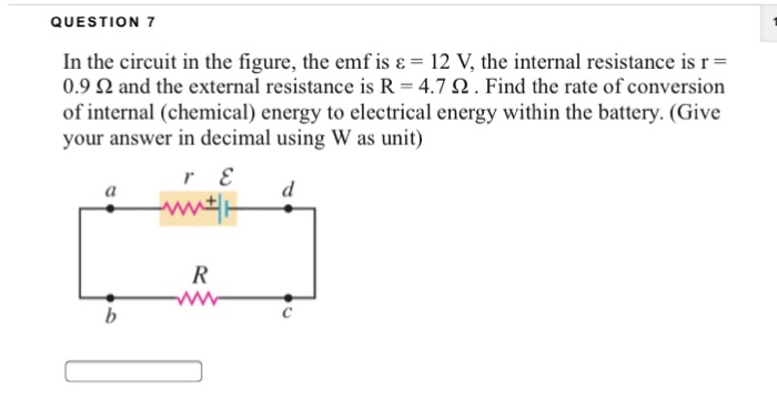 Emf Math Module 12 Solved QUESTION 7 In the circuit in the figure, the emf is | Chegg.com