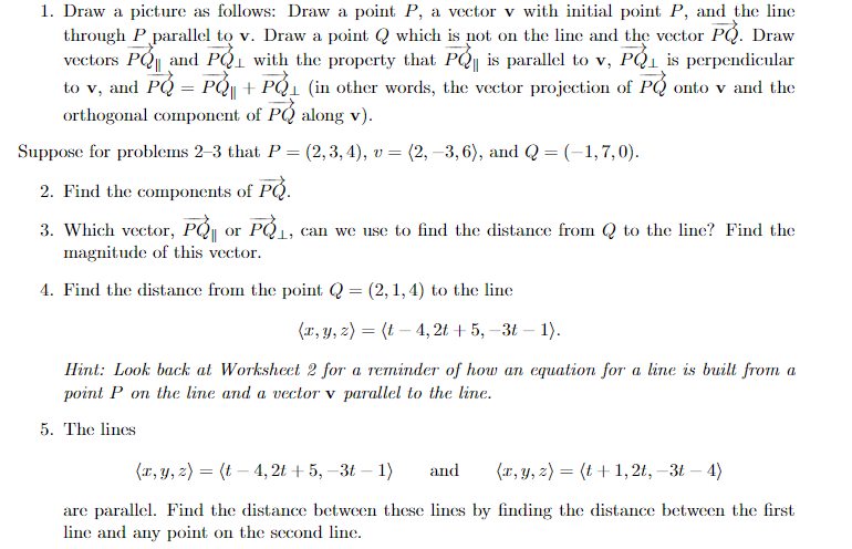 Solved 1. Draw a picture as follows: Draw a point P, a | Chegg.com