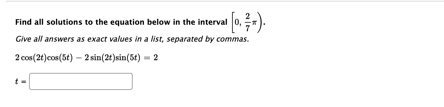 Solved Find all solutions to the equation below in the | Chegg.com