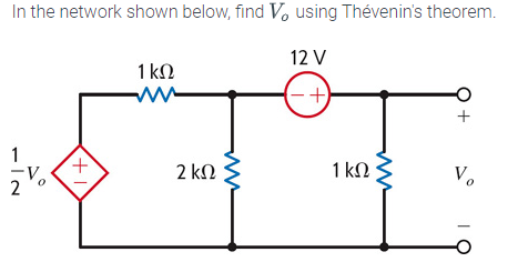 Solved In the network shown below, find Vo using Thévenin's | Chegg.com