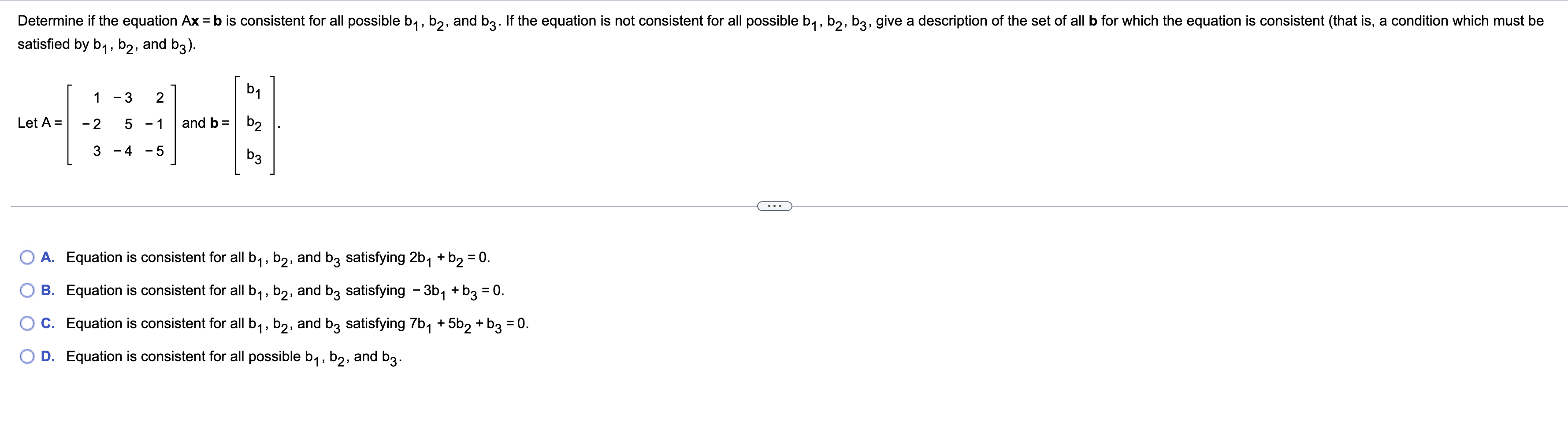 Solved 7 1 Determine If The Equation Ax = B Is Consistent | Chegg.com