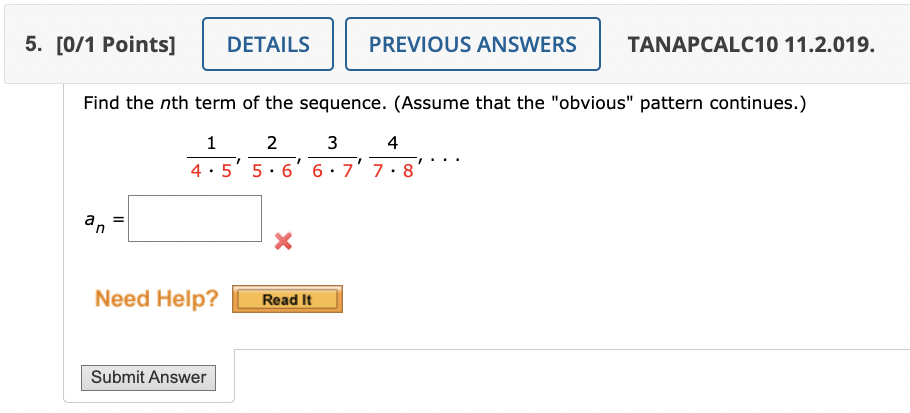 Solved Find the \\( n \\)th term of the sequence. (Assume | Chegg.com