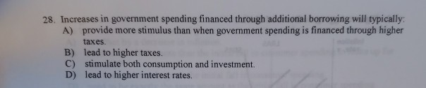 Solved 28. Increases in government spending financed through | Chegg.com