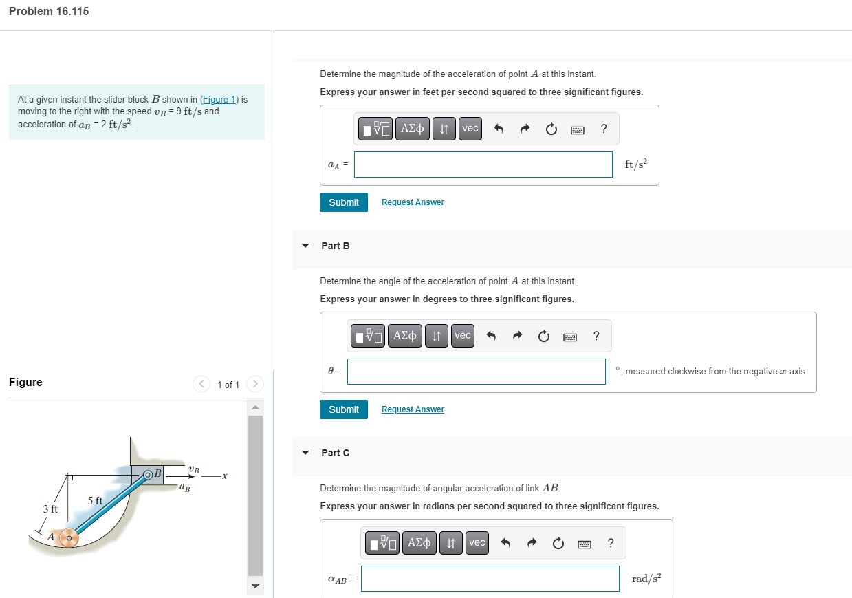 Solved Problem 16.115 At A Given Instant The Slider Block B | Chegg.com