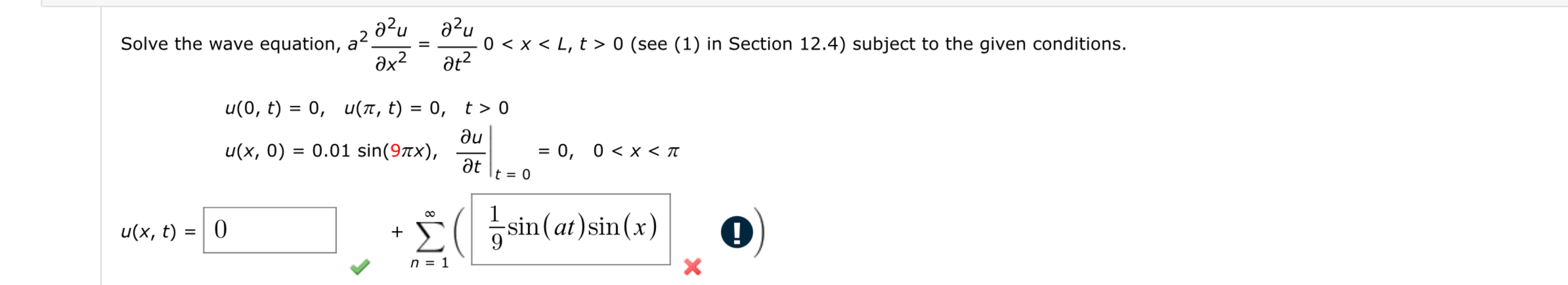 Solved Solve the wave equation, | Chegg.com